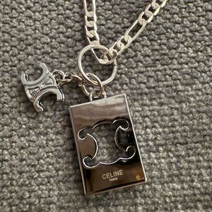 Silver Logo Triomphe Charm Necklace
